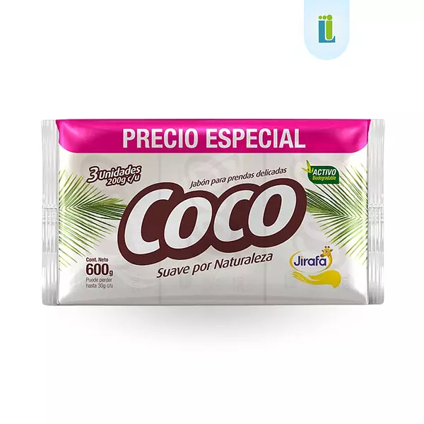 Jabón En Barra Jirafa Coco X3 Para Prendas Delicadas | 600 G |