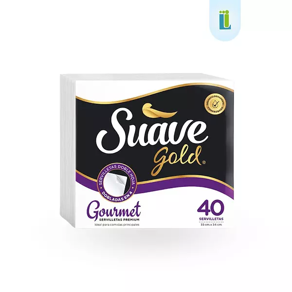 Servilletas Suave Gold Dobla Hoja Blancas Gourmet | 40 Ud |