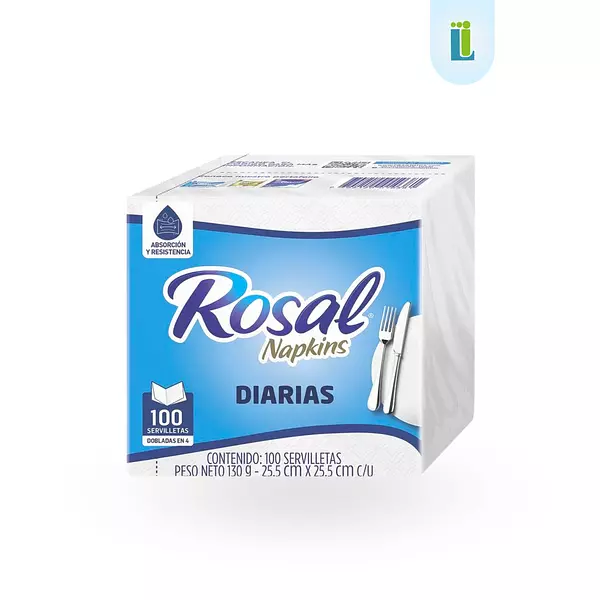 Servilletas Rosal Blancas Diarias Dobladas En 4 | 100 Ud |