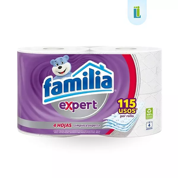 Papel Higiénico Familia Expert 4 Hojas Mega | 9 Rollos |