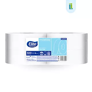 Papel Higiénico Élite Pro Classic Blanco | 4 Rollos | 500 M |