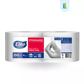 Papel Higiénico Élite Pro Doble Hoja Plus | 4 Rollos | 250 M