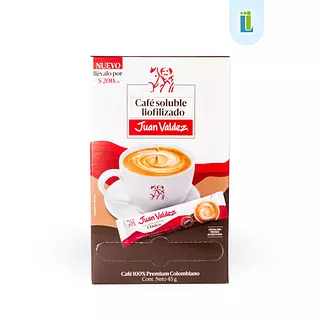 Café Juan Valdez Soluble Liofilizado En Sobres | 45 Gramos |