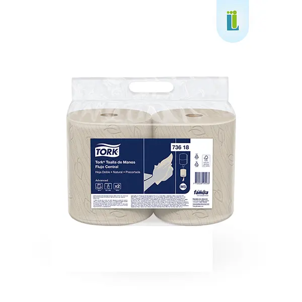 Toallas Familia De Papel Doble Hoja Natural 2 Rollos | 100 M